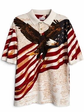 American Summer Patriotic Eagle Print Men's Shirt | 100% Cotton XL